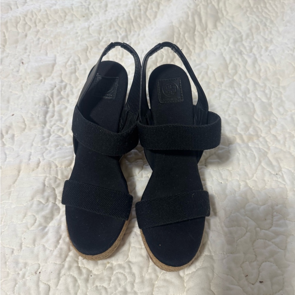 Tory Burch Black Espadrille Slingbacks